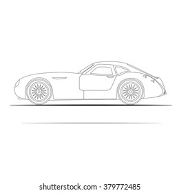 Outline Retro car. Vintage car.  Classic car. Transportation and traffic, transport and automobile design.  Vector illustration
