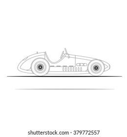 Outline Retro car. Vintage car.  Classic car. Transportation and traffic, transport and automobile design.  Vector illustration