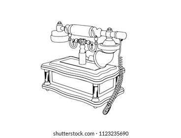 outline retro phone vector