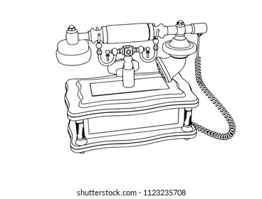 outline retro phone vector