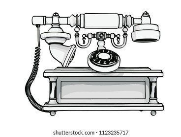 outline retro phone vector