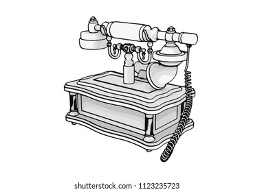 outline retro phone vector
