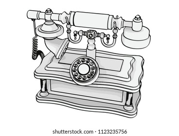 outline retro phone vector