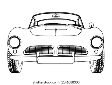 outline retro sport car vector