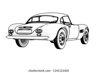 outline retro sport car vector

