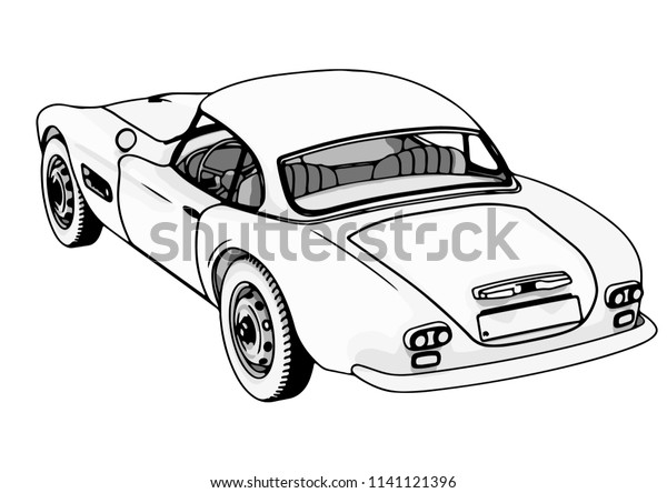 outline retro sport car\
vector\
