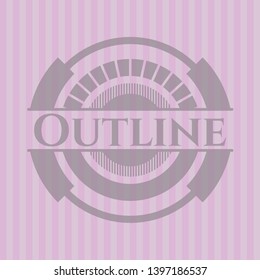 Outline retro style pink emblem. Vector Illustration. Detailed.