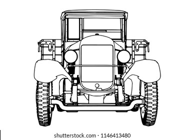 outline retro truck vector