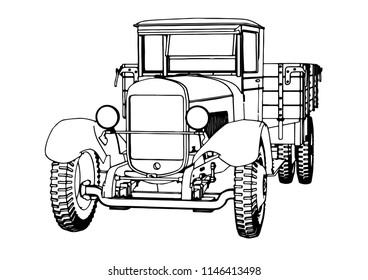 outline retro truck vector