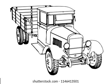 outline retro truck vector