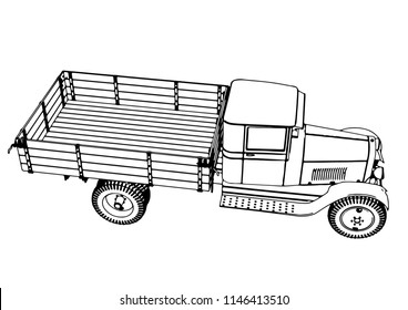 outline retro truck vector