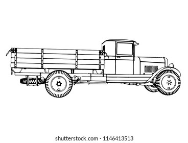 outline retro truck vector