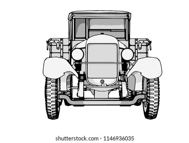 outline retro truck vector