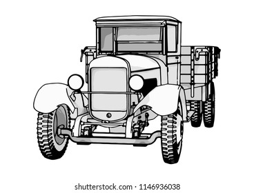outline retro truck vector