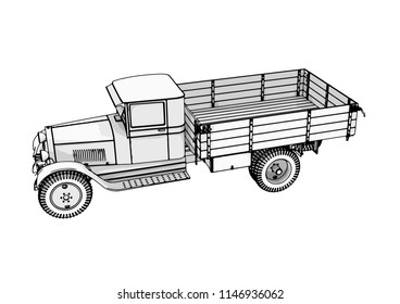 outline retro truck vector