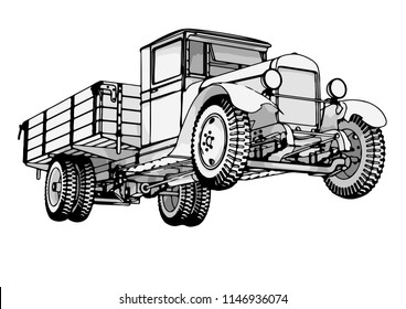 outline retro truck vector