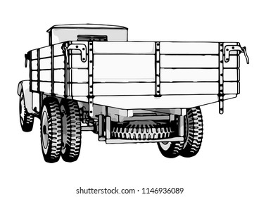 outline retro truck vector