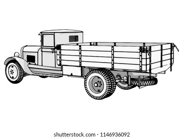 outline retro truck vector