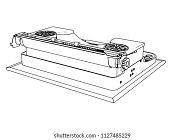 outline retro typewriter vector