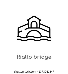 outline rialto bridge vector icon. isolated black simple line element illustration from buildings concept. editable vector stroke rialto bridge icon on white background