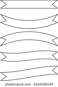 Outline Ribbon Banner Shapes Vector Set for Text