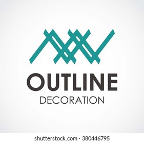 Outline of ribbon decoration abstract vector and logo design or template line art business icon of company identity symbol concept