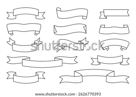 Outline Ribbon labels Set – Simple Line Art Vector Collection