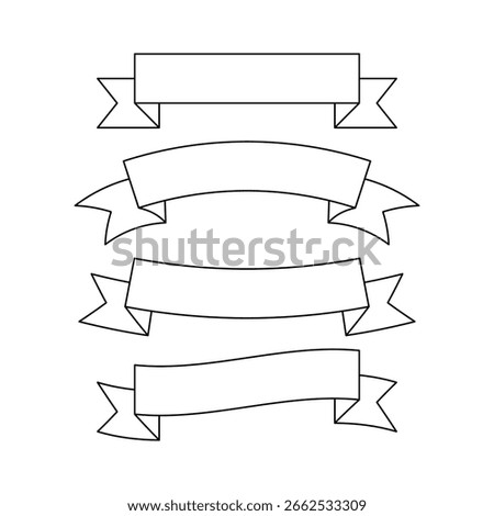 Outline ribbon vector banners set