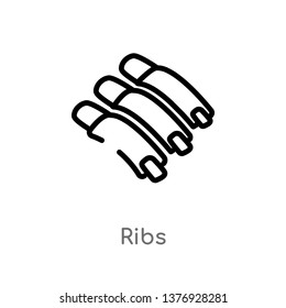 outline ribs vector icon. isolated black simple line element illustration from food concept. editable vector stroke ribs icon on white background