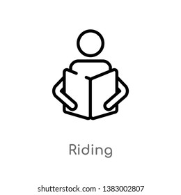 outline riding vector icon. isolated black simple line element illustration from hobbies concept. editable vector stroke riding icon on white background