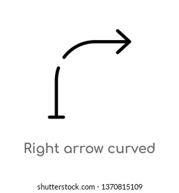 outline right arrow curved vector icon. isolated black simple line element illustration from arrows concept. editable vector stroke right arrow curved icon on white background