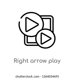 outline right arrow play button vector icon. isolated black simple line element illustration from user interface concept. editable vector stroke right arrow play button icon on white background