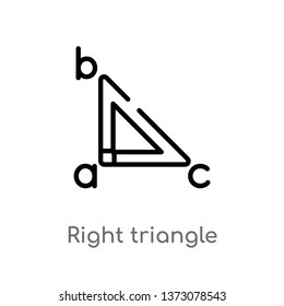 outline right triangle vector icon. isolated black simple line element illustration from education 2 concept. editable vector stroke right triangle icon on white background