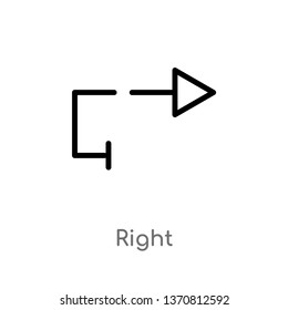 outline right vector icon. isolated black simple line element illustration from arrows 2 concept. editable vector stroke right icon on white background