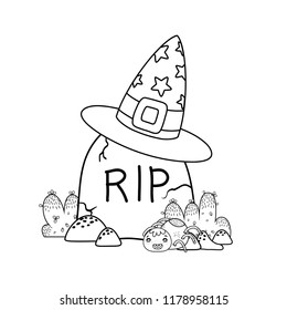 outline rip stone wearing with hat and spider