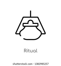 outline ritual vector icon. isolated black simple line element illustration from magic concept. editable vector stroke ritual icon on white background