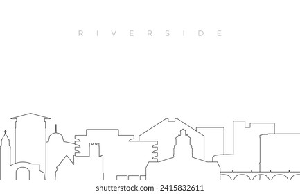 Outline Riverside skyline. Trendy template with F Riverside buildings and landmarks in line style. Stock vector design. 