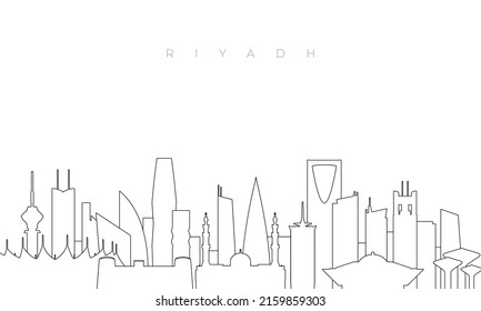 Outline Riyadh skyline. Trendy template with Riyadh city buildings and landmarks in line style. Stock vector design. 