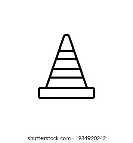 Outline road traffic cone icon illustration vector symbol. Pylon, traffic cone icon vector, filled flat sign, solid pictogram isolated on white. Symbol, logo illustration.
