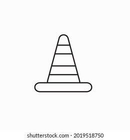 Outline road traffic cone icon illustration vector symbol. Pylon, traffic cone icon vector, line sign, line isolated on white. Symbol, logo illustration.
