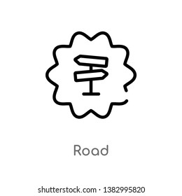 outline road vector icon. isolated black simple line element illustration from user interface concept. editable vector stroke road icon on white background