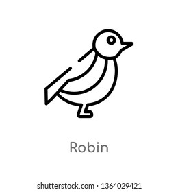 outline robin vector icon. isolated black simple line element illustration from animals concept. editable vector stroke robin icon on white background