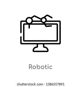 outline robotic vector icon. isolated black simple line element illustration from computer concept. editable vector stroke robotic icon on white background