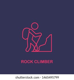 Outline rock climber icon.rock climber vector illustration. Symbol for web and mobile