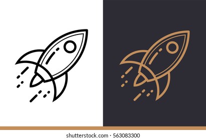 Outline Rocket Icon For Startup Business. Vector Line Icons Suitable For Info Graphics, Print Media And Interfaces