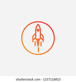 Outline rocket icon,gradient illustration,vector space sign symbol