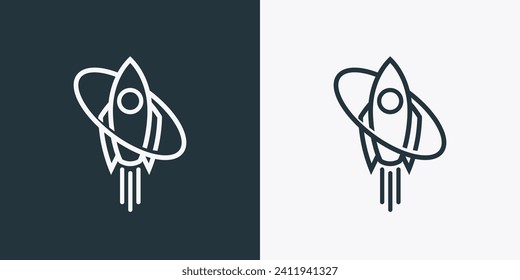 Outline rocket ship icon illustration
