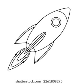 Icono de envío de cohetes de contorno. Nave espacial.