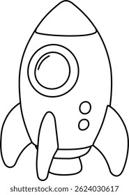Outline rocket spaceship icon vector