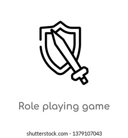 outline role playing game vector icon. isolated black simple line element illustration from gaming concept. editable vector stroke role playing game icon on white background